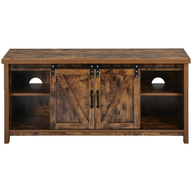 Details about / TV Stand Storage Cabinet With Door Wood Modern Farmhouse Barn Accent Rustic